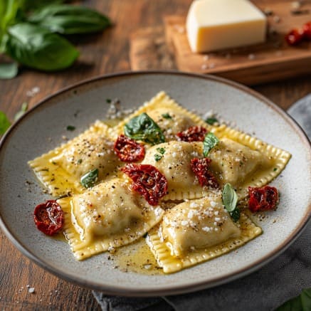 Raviolli de Muzzarela c/ Tomate Seco